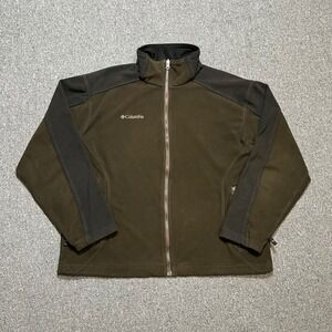 Columbia Fleece Full Zip Jacket Large Brown Interchange Mock Neck Mens Outdoor